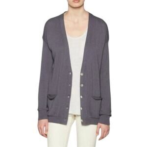 Brochu Walker Button Up Cardigan Cotton Cashmere Sweater in Grey